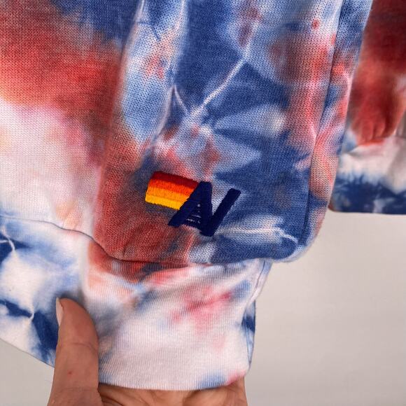Aviator Nation Unisex Hand Dyed Fleece Sweatshirt Blue Pink Large - Picture 3 of 6